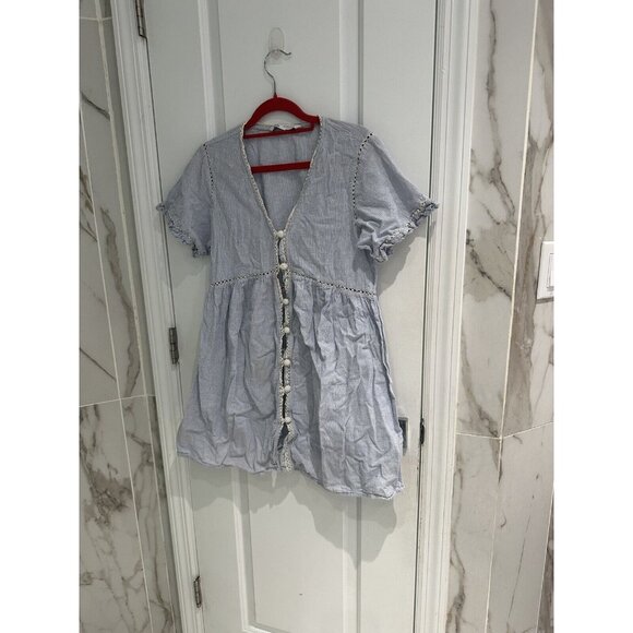 Zara Dresses & Skirts - ZARA Women’s Dress Blue Cottagecore Fairy Button Flowy Prarie Size Medium
